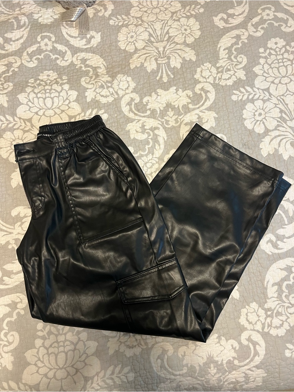 Almost Famous Black Faux Leather Jogger Pants